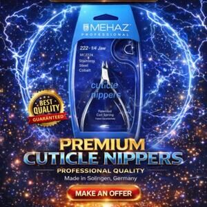 MEHAZ Professional 222 Cuticle Nipper 1/4 Jaw Stainless Steel Cobalt Germany NEW